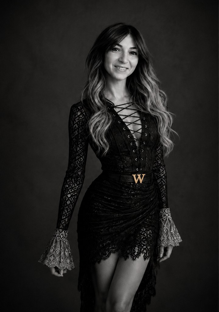 Andrea, founder and creative director of Westucci, photographed in black and white